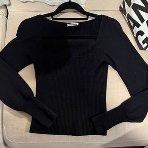 Reformation Black Ribbed Knit Top